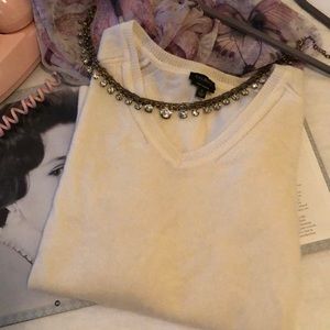 Talbots Pure Cashmere off-white v-neck sweater